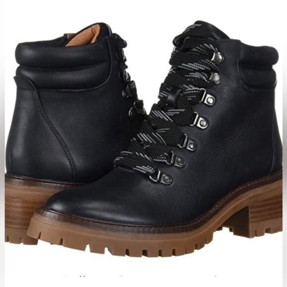 Gentle Souls Brenna Combat Moto Boot Black Lace-Up Leather Upper Size 7.5 - Picture 2 of 15